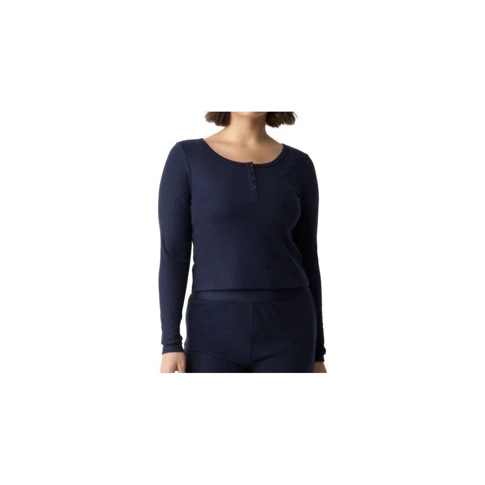 GAP GapBody Women's Long-Sleeve Rib Pajama Top Navy Size Small Top Only